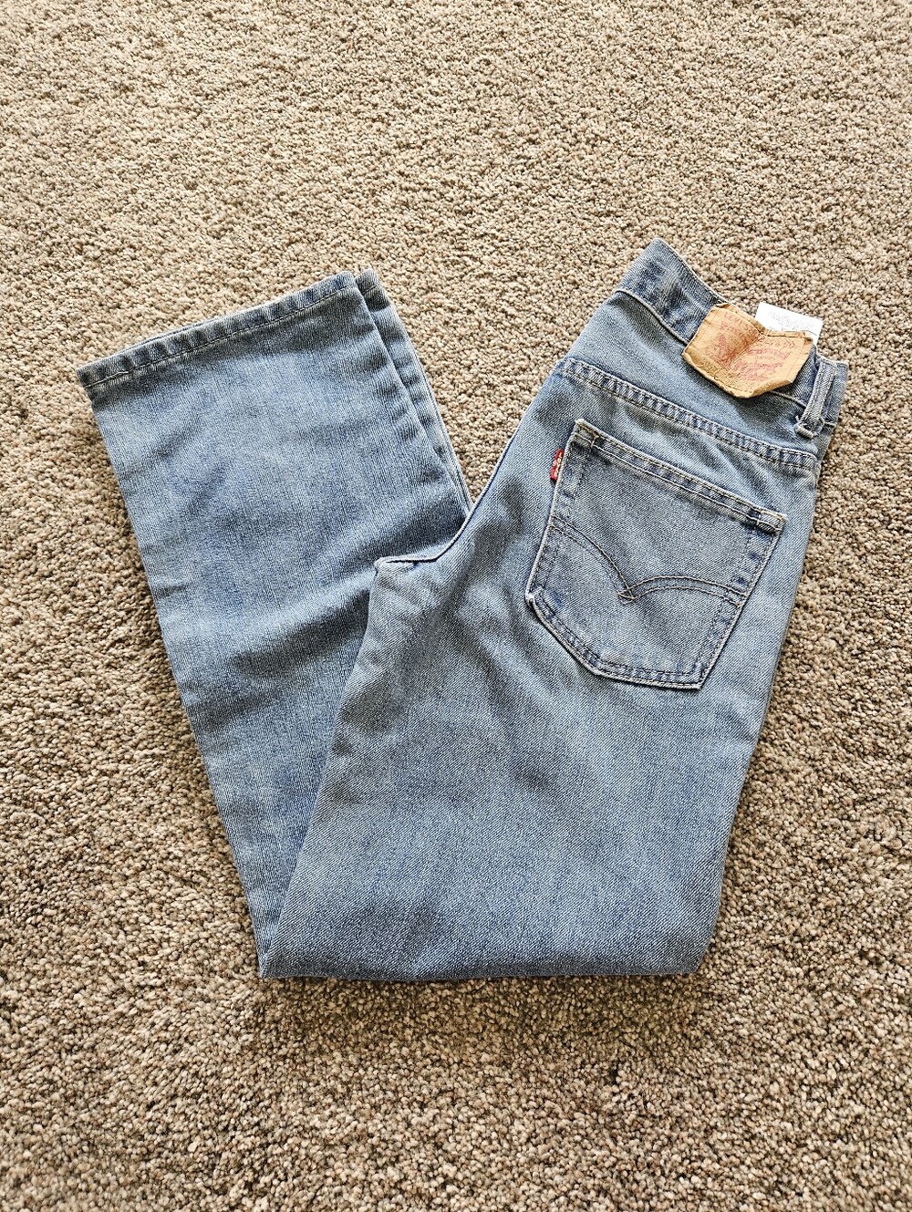 Levi 505 Ligh Wash Mid Rise Adjustable Elastic Waist Kids Jeans Size 10 Regular